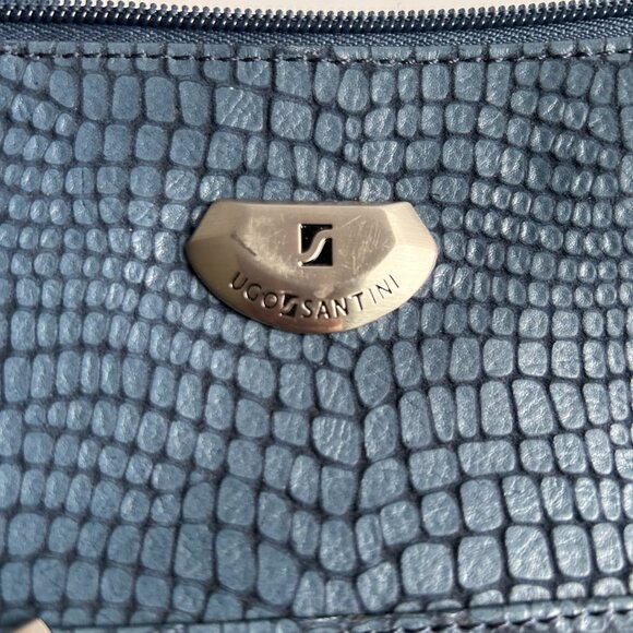 NWT Ugo Santini Leather Crossbody/Shoulder Bag, Clutch in Blue - Picture 8 of 12